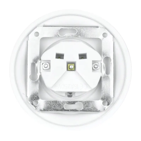 Gniazdo elektryczne Schuko okrągłe białe ceramiczne podtynkowe z ramką - Ceramic Loft