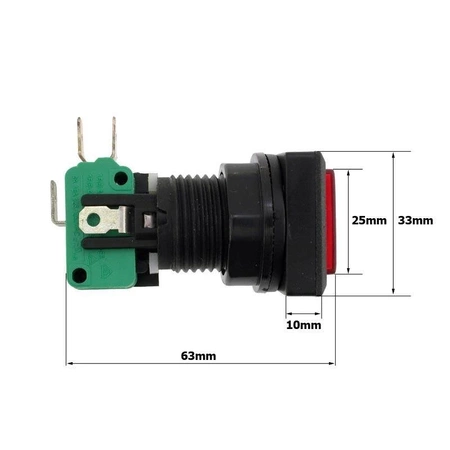Przycisk do gier HG1-5S ON-(ON) podświetlany 12V, czerwony