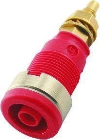 Gniazdo bezpieczne 4mm M4+lutowane, 32A, czerwone