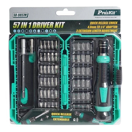 Zestaw bitów 4mm i 1/4 z uchwytem, 57szt, Proskit SD-9857M