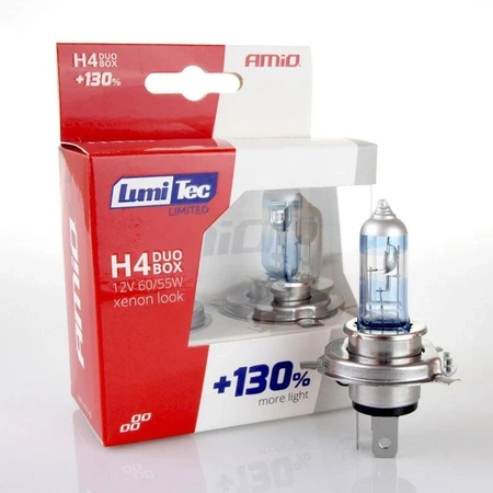 Żarówka samochodowa halogenowa H4 12V 60/55W LumiTec LIMITED +130%, 2 szt AMIO-01405