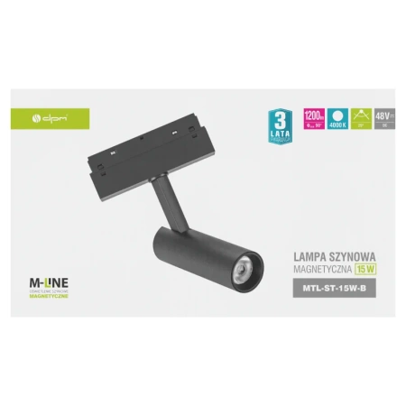 Reflektor szynowy magnetyczny 15W 1200lm 4000K czarny M-LINE