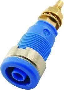 Gniazdo bezpieczne 4mm M4+lutowane, 32A, niebieskie