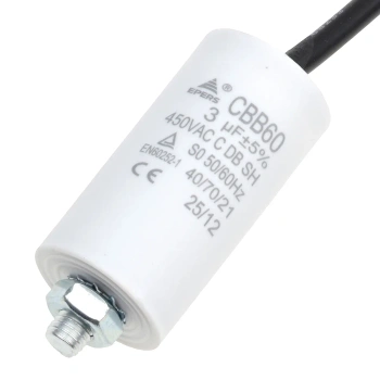 Kondensator rozruchowy do silnika 3µF 450VAC, CBB60, przewody 15 cm, Ø30 × 58 mm, EPERS