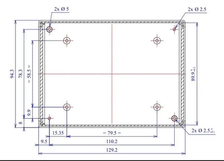 Obudowa 94x128, h=25mm, z panelem, Z19