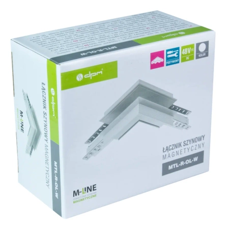Łącznik kątowy do szyny magnetycznej zewnętrzny podtynkowy biały M-LINE