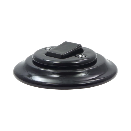 Włącznik światła pojedynczy dwubiegunowy ceramiczny, okrągły z ramką, podtynkowy czarny Ceramic Loft