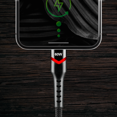 Kabel USB C-C 60W Power Delivery LED 2m – everActive CBB-2PDR, szybkie ładowanie 3A/20V z RGB