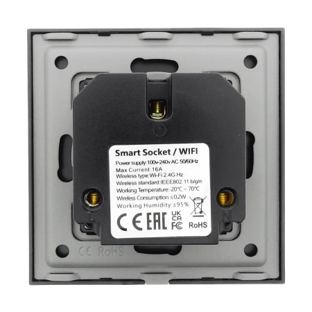 Gniazdo elektryczne - sterowanie WiFi + Bluetooth - szklana ramka - czarne - Tawoia Smart Home