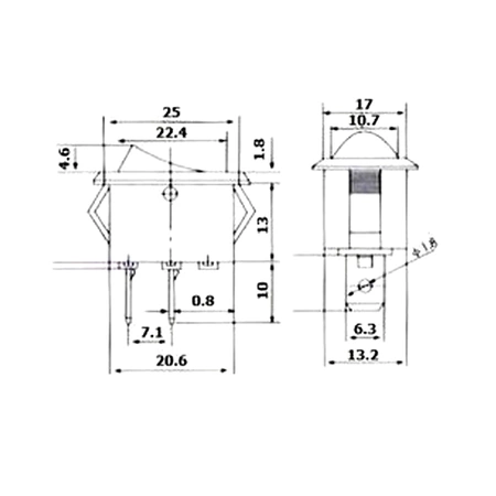 Włącznik ON-OFF klawiszowy owalny, AC, białe podświetlenie, SPST 3P