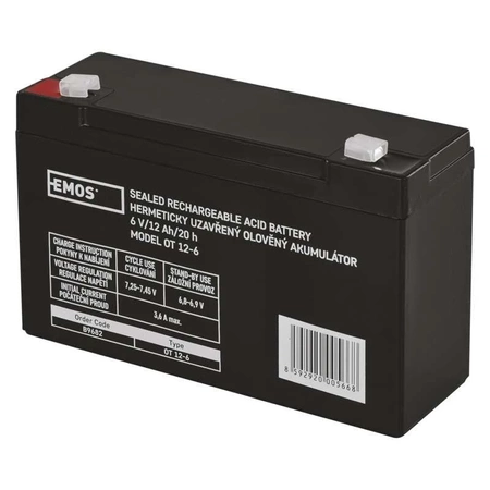 Akumulator AGM bezobsługowy, 6 V, 12 Ah, 151 × 51 × 94 mm, 1,8 kg, EMOS B9682