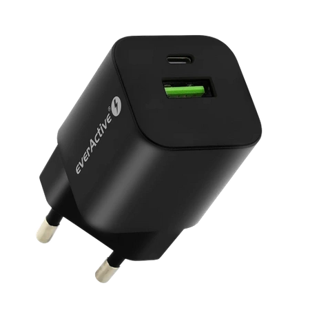 Ładowarka USB, ładowarka sieciowa, szybkie ładowanie QC3.0 + USB-C PD PPS 30W, everActive GaN SC-390QB