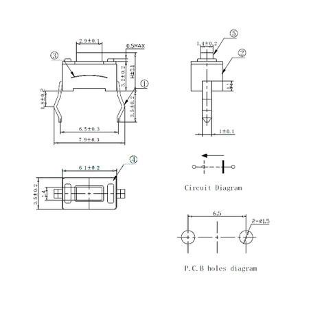 Mikroprzełącznik tact switch 1,5 mm THT 3 × 6 mm ze stykiem zwiernym