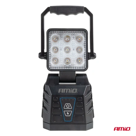 Lampa robocza przenośna biała bateryjna z funkcją lampy ostrzegawczej IP6K9K 15W AMIO 04865
