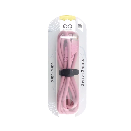 Kabel USB-A - USB-C, 60 W, 2 m, pastelowy, eXc