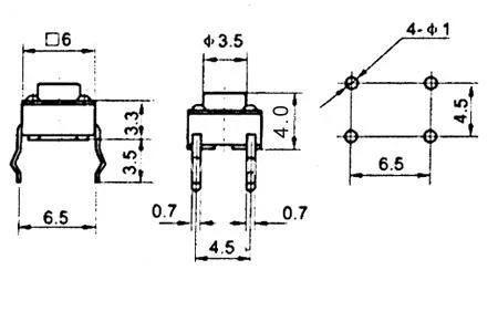 Microswitch 0.8mm (6x6) do druku (4.3mm)