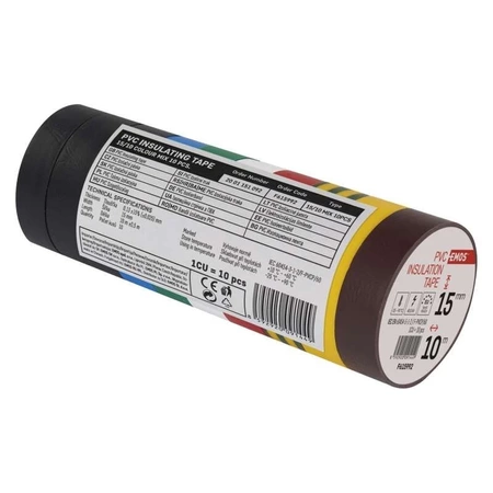 Taśma izolacyjna, 15 mm, 10 m, 10 rolek, PVC, EMOS F615992