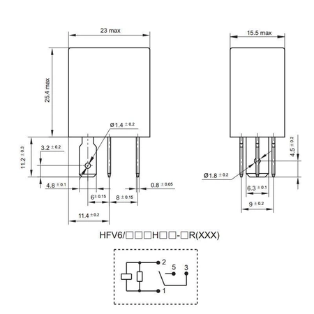 Przekaźnik samochodowy HFV6 SPST-NO, 12V, 30A
