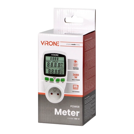 Watomierz, Licznik energii do gniazdka, 16A, VIRONE EM4