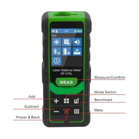 Dalmierz laserowy Noyafa NF-274L 100 m – zielony laser, pomiar kąta, Bluetooth