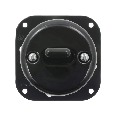 Włącznik światła krzyżowy dźwigniowy ceramiczny, okrągły z ramką, podtynkowy czarny Ceramic Loft