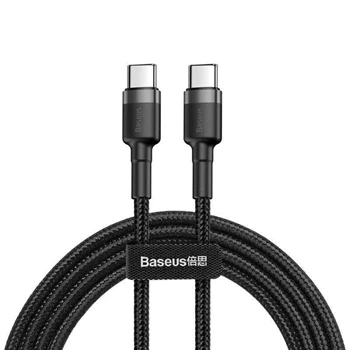 Kabel USB-C 1m, szybkie ładowanie PD2.0 60W, QC3.0, nylonowy oplot, czarno-szary Baseus