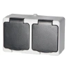Gniazdo podwójne Schuko ORNO AQUATIC MINI IP54 16A 230V natynkowe biało-czarne