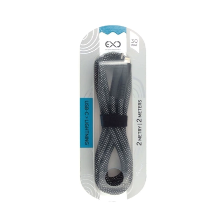 Kabel USB-C - Lightning, 30 W, 2 m, czarny, eXc