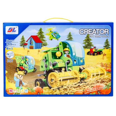 Klocki konstrukcyjne ZESTAW FARMERA 8w1, 153 elementy