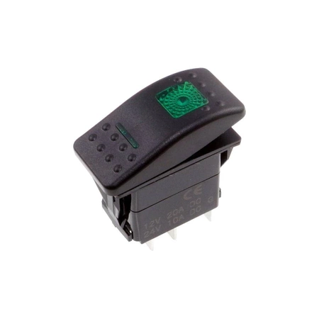 Przełącznik klawiszowy ON-OFF 2-pozycyjny 4-pin z 2 zielonymi diodami LED 12–24 V DC