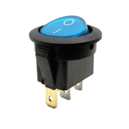 Przełącznik kołyskowy okrągły podświetlany 3-pin 6A 230V niebieski