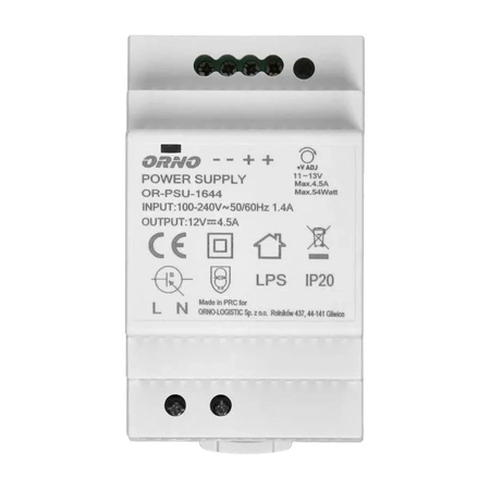 Zasilacz na szynę DIN 12VDC 4.5A 54W