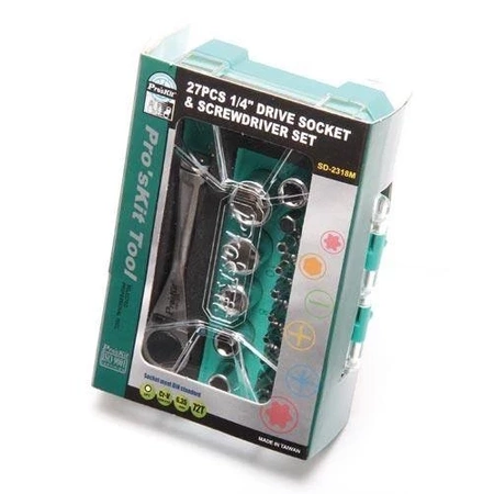 Zestaw bitów i kluczy nasadowych 27szt z grzechotką, Proskit SD-2318M