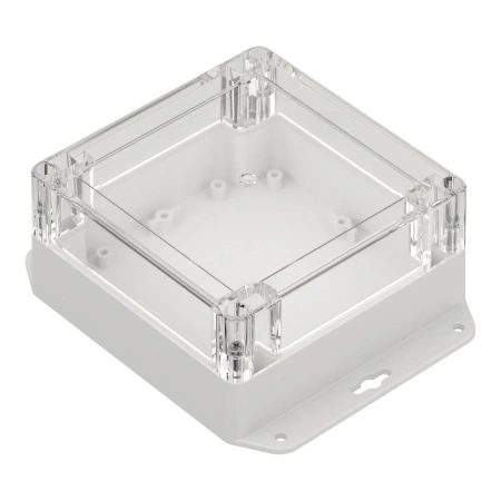 Obudowa hermetyczna ZP120.120.60UJPH, 119,9 × 119,9 × 60 mm, ABS+PC, jasnoszara, z uchem, z przezroczystym wieczkiem, Kradex