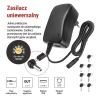 Zasilacz impulsowy uniwersalny 3-12 V, 1000 mA, z gniazdem USB 5 V / 2 A, wymienne wtyki, EMOS N3111N
