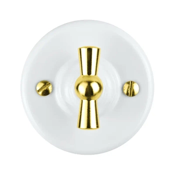 Włącznik schodowy obrotowy okrągły biały ceramiczny natynkowy - Ceramic Classic Loft