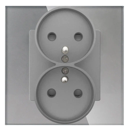 Moduł - gniazdo elektryczne podwójne - szare - Tawoia Glass
