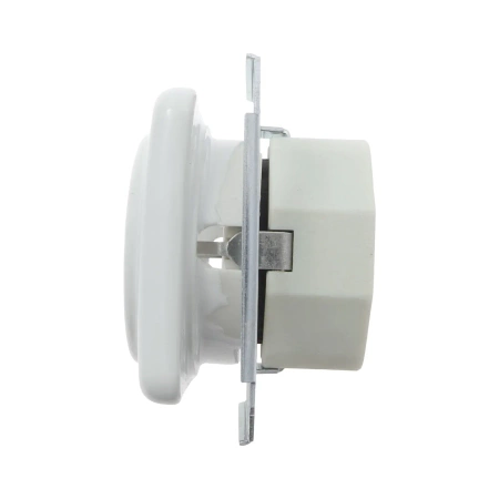 Gniazdo elektryczne Schuko ceramiczne kwadratowe bez ramki, montaż podtynkowy, kolor biały Ceramic Loft