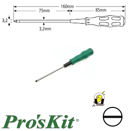 Wkrętak płaski 3,2 mm Pro-Soft, długość 160 mm, ProsKit 89401A