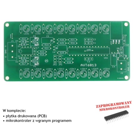 Wskaźnik wysterowania 2×8 LED - PCB i mikroprocesor do projektu AVT 6013