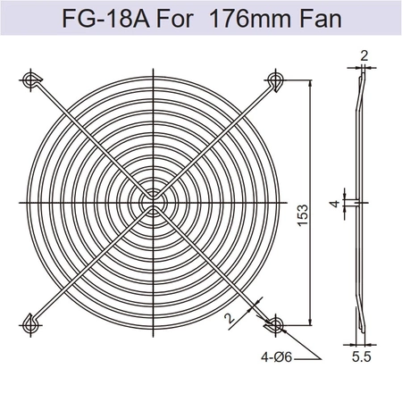 Osłona ochronna wirnika do wentylatora 176 × 176 mm, model Sunon FG-18A
