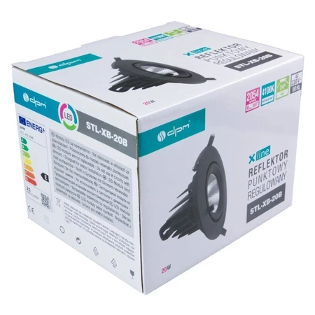 Reflektor LED podtynkowy czarny 20W, 1600lm, 4000K