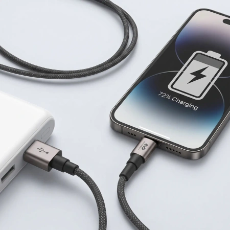 Kabel USB-A - USB-C, 3 A, 1,2 m, czarny, Miccell, MIC-003757