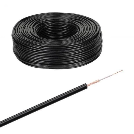 Przewód mikrofonowy mono, 1 żyła + ekran, średnica 4 mm, czarny, Azusa, 1 mb