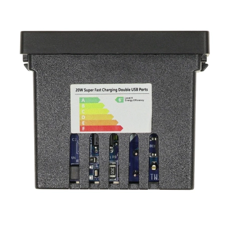Moduł 1/2 - ładowarka USB 20W super fast USB A+C - czarny - kompatybilny z ramkami Tawoia Glass