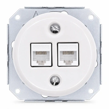 Gniazdo Ethernet Cat.5e x2 okrągłe białe ceramiczne podtynkowe (moduł bez ramki) - Ceramic Loft