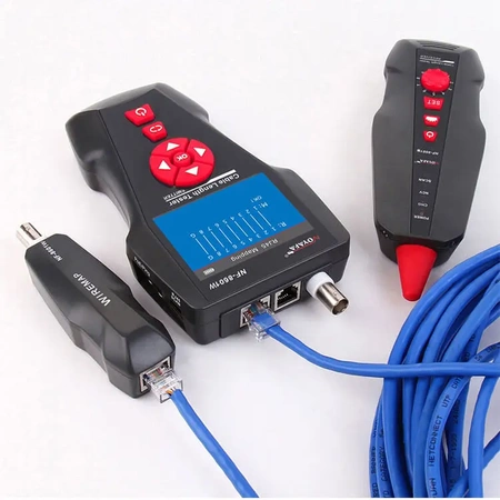 Tester LAN RJ45, RJ11, BNC, szukacz par przewodów, test ping, LCD, Noyafa NF-8601W