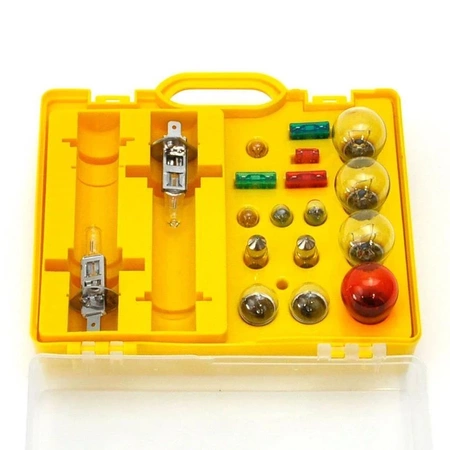 Żarówka samochodowa halogenowa H1x2 12V z zestawem żarówek i bezpieczników, 18szt