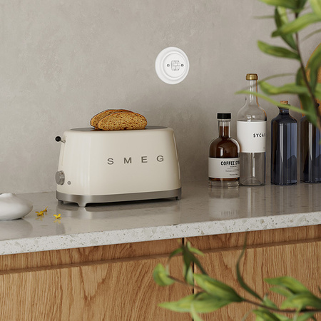 Włącznik światła schodowy kołyskowy ceramiczny, okrągły z ramką, podtynkowy czarny Ceramic Loft