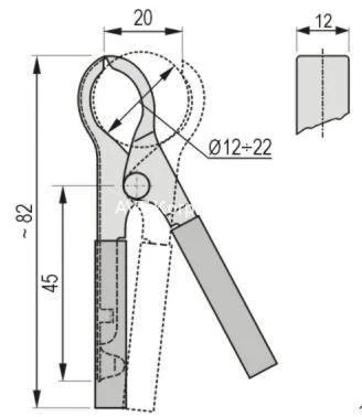 Kleszcze akumulatorowe 36A, rozwarcie 12-22mm, czarne